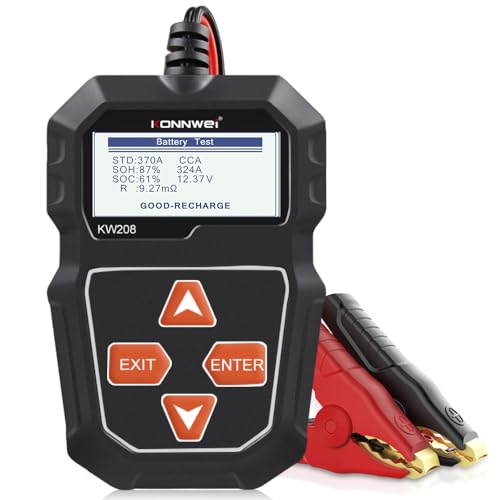 KONNWEI KW208 12V Batterietester, 100-2000 CCA Lasttester KfZ-Lichtmaschinen-Tester Digitaler...