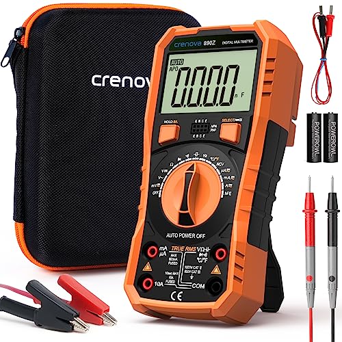 Crenova Digital multimeter, TRMS Voltmeter Ammeter Auto-Range 6000 Zähler Ohmmeter, misst Spannung...