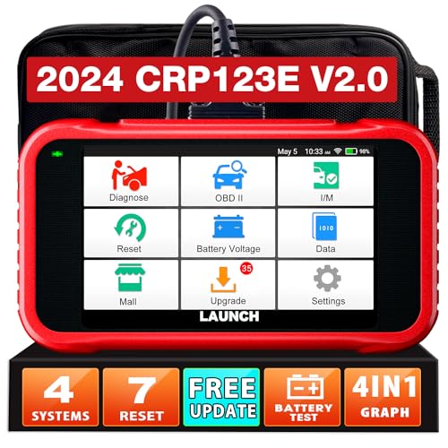 Lanzamiento CRP123E V2.0 OBD2 Dispositivo de Diagnóstico Lector de Códigos de Coche para el motor, ABS, SRS, transmisión automática, 7 Resets: ABS Bleed / Oil / SAS / acelerador / DFP / EPB / Batería Reset, actualización gratuita, FCA SGW *.