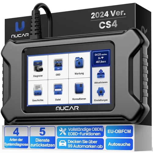 MUCAR CS4 mejorado dispositivo de diagnóstico OBD2, Soporta ECM, ABS, SRS, TCM diagnóstico del sistema + 5 funciones de restablecimiento de mantenimiento (aceite, EPB, SAS, TPMS, ETS), Compatible con la norma europea EU-OBFCM Android 6.0 *