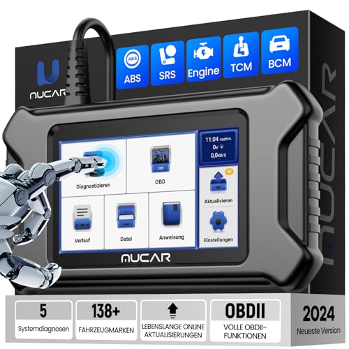 mucar OBD2 Dispositivo de Diagnóstico con Bluetooth, 2024 CS5 Dispositivo de Diagnóstico del Coche con 5 Sistema de Diagnóstico (Motor/SRS/ABS/BCM/Transmisión), Dispositivo de Lectura del Coche, Android 7.0, Actualizaciones Gratuitas *