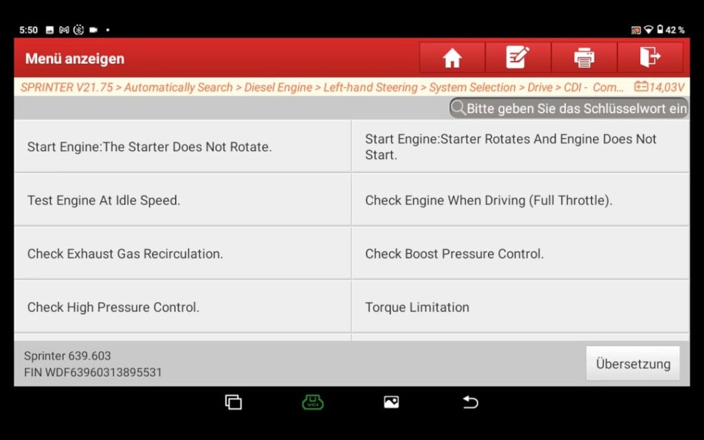 Launch diagnostic tool CRP919E BT Read data stream, groups